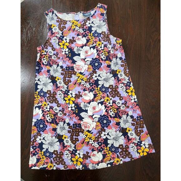 MODCLOTH Purple Floral Retro Shift Dress Sleeveless Linen Blend Plus Sz M‎ - Picture 2 of 9